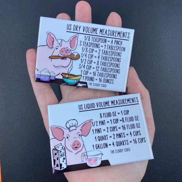 Pig Measuring Chart Magnet Set Kitchen Baking Cooking Guide and Gift - Picture 2 of 4